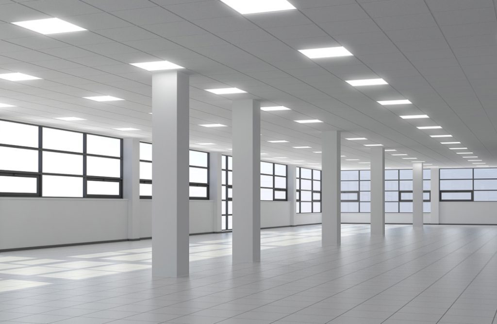 large commercial space illuminated by LED ceiling panels from Light Planet Australia